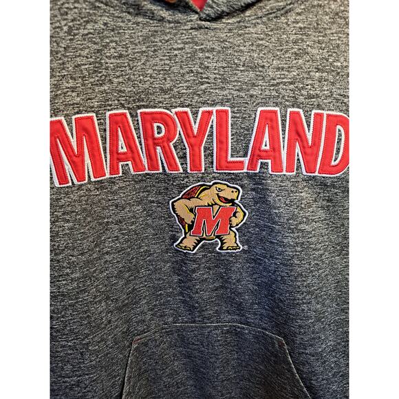 Top of the World Men's Grey Embroidered Maryland Pullover Fleece Hoodie Size S - Picture 3 of 10